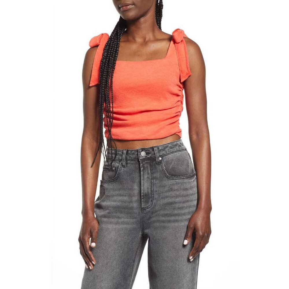 Free People Boulevard Cotton Crop Top In Guava Berry Orange Size XS